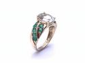 9ct Lime Quartz & Emerald Ring