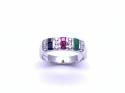 14ct Sapphire, Ruby, Emerald & CZ Ring