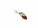 Silver Amber Leaf Pendant 37x10mm