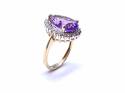 9ct Amethyst & Diamond Halo Ring