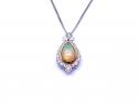 18ct Opal & Diamond Pendant & Chain 18 Inch