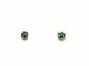 Silver Emerald Stud Earrings 3mm