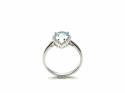 Silver Pear Shaped Blue Topaz and CZ Cluster Ring