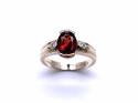 9ct Yellow Gold Garnet & Diamond Ring