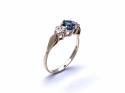 9ct Blue Topaz & Diamond 3 Stone Ring