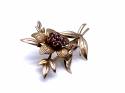 9ct Red Paste Cluster Flower Brooch