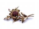 9ct Red Paste Cluster Flower Brooch