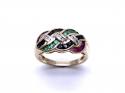 9ct Precious Gemstone Plaited Ring