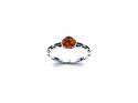 Silver Amber Solitaire Ring