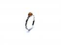 Silver Amber Solitaire Ring