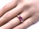 14ct Pink CZ 3 Stone Ring