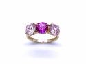 14ct Pink CZ 3 Stone Ring