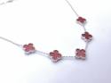 Silver Red Clover Necklet 18 Inch