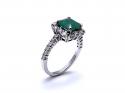 9ct White Gold Emerald & Diamond Ring 0.85ct