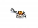 Silver Amber Fancy Square Pendant