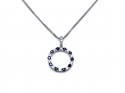 Silver Sapphire & CZ Open Circle Necklace