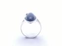 Silver Oval Black Whitby Jet Ring Size P