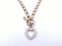 9ct Rollerball CZ Heart Necklet 16 inch