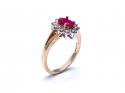 9ct Yellow Gold Ruby & Diamond Cluster Ring