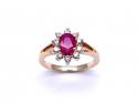 9ct Yellow Gold Ruby & Diamond Cluster Ring