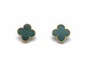 Silver Gold Plated Green Clover Stud Earrings