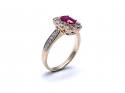 9ct Yellow Gold Ruby & Diamond Cluster Ring