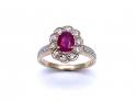 9ct Yellow Gold Ruby & Diamond Cluster Ring