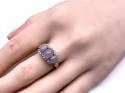 9ct Pink Jade & Diamond 3 Stone Ring