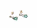 9ct Yellow Gold Emerald & Diamond Drop Earrings