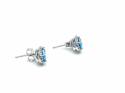 9ct Swiss Blue Topaz & Diamond Cluster Earrings