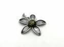 Silver Green Amber Flower Pendant 42x37mm