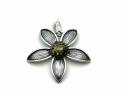 Silver Green Amber Flower Pendant 42x37mm