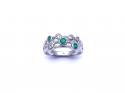 Silver Emerald & CZ Fancy Ring