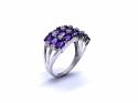 9ct Amethyst & Diamond 3 Row Ring