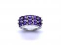 9ct Amethyst & Diamond 3 Row Ring