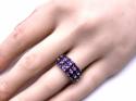 9ct Amethyst & Diamond 3 Row Ring