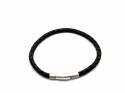 Black Leather Bracelet Steel Clasp