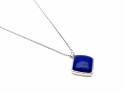 9ct White Gold Lapis Pendant + Chain