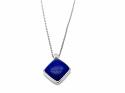 9ct White Gold Lapis Pendant + Chain