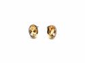 Silver Citrine & CZ Oval Stud Earrings