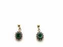 9ct Emerald & Diamond Drop Earrings