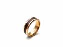 Tungsten Carbide Ring Wood Inlay & Rose IP Plate