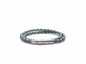 Metalic Grey Leather Wrap Bracelet Magnetic Clasp