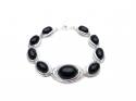 Silver Whitby Jet Bracelet 7 1/2 - 8 1/2 Inch