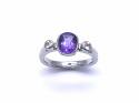 9ct White Gold Amethyst & CZ Ring