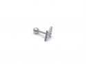 9ct White Gold CZ Lightning Bolt Cartilage Stud