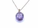 9ct Amethyst Solitaire Pendant & Chain