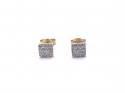 9ct Yellow Gold Square CZ Cluster Stud Earrings