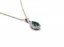 9ct Yellow Gold Emerald & Diamond Pendant & Chain