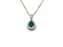 9ct Yellow Gold Emerald & Diamond Pendant & Chain